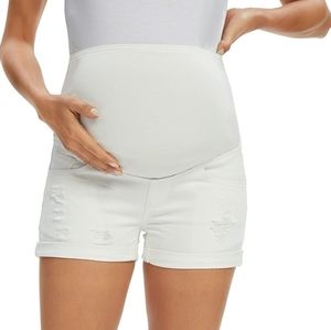 White full belly maternity shorts